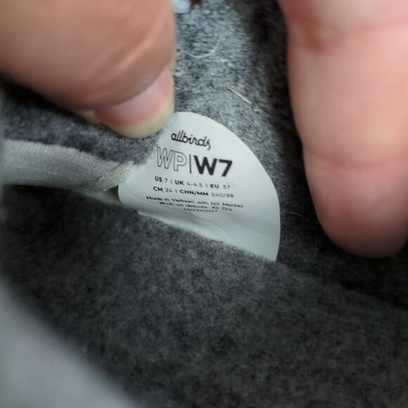 ALLBIRDS Wool Piper Woven Lace Up Sneaker in Pewter Grey Blizzard Sole Women's 7 - Picture 8 of 8